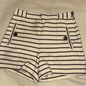 Zara Black and White Striped High Waist Shorts